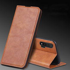 Coque Portefeuille Livre Cuir Etui Clapet L03 pour Huawei Nova 6 Marron