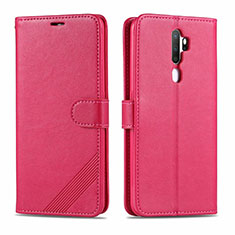 Coque Portefeuille Livre Cuir Etui Clapet L03 pour Oppo A9 (2020) Rose Rouge