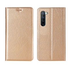 Coque Portefeuille Livre Cuir Etui Clapet L03 pour Oppo F15 Or