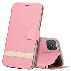 Coque Portefeuille Livre Cuir Etui Clapet L03 pour Oppo Reno4 Z 5G Rose