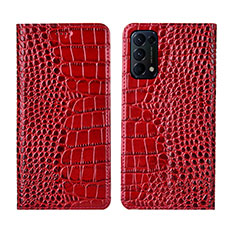 Coque Portefeuille Livre Cuir Etui Clapet L03 pour Oppo Reno5 Pro 5G Rouge