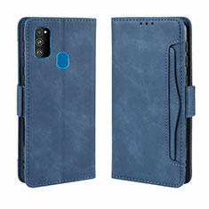 Coque Portefeuille Livre Cuir Etui Clapet L03 pour Samsung Galaxy M21 Bleu