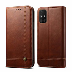 Coque Portefeuille Livre Cuir Etui Clapet L03 pour Samsung Galaxy M51 Marron