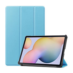 Coque Portefeuille Livre Cuir Etui Clapet L03 pour Samsung Galaxy Tab S7 4G 11 SM-T875 Bleu Clair