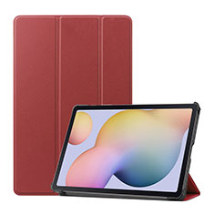 Coque Portefeuille Livre Cuir Etui Clapet L03 pour Samsung Galaxy Tab S7 4G 11 SM-T875 Vin Rouge