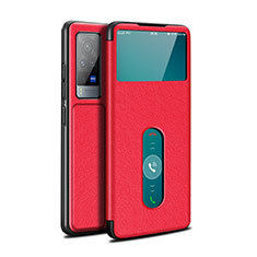 Coque Portefeuille Livre Cuir Etui Clapet L03 pour Vivo X60 Pro 5G Rouge