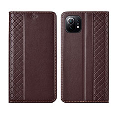 Coque Portefeuille Livre Cuir Etui Clapet L03 pour Xiaomi Mi 11 Lite 5G NE Marron