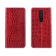 Coque Portefeuille Livre Cuir Etui Clapet L03 pour Xiaomi Poco X2 Rouge