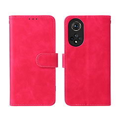 Coque Portefeuille Livre Cuir Etui Clapet L03Z pour Huawei Nova 9 Rose Rouge