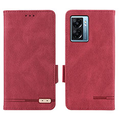 Coque Portefeuille Livre Cuir Etui Clapet L03Z pour Oppo A57 5G Rouge