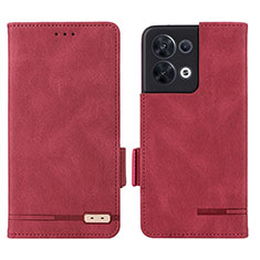 Coque Portefeuille Livre Cuir Etui Clapet L03Z pour Oppo Reno8 5G Rouge