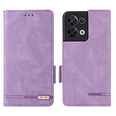 Coque Portefeuille Livre Cuir Etui Clapet L03Z pour Oppo Reno8 5G Violet