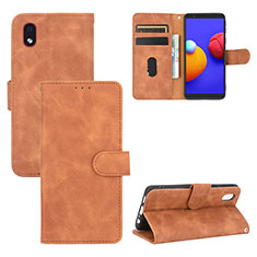 Coque Portefeuille Livre Cuir Etui Clapet L03Z pour Samsung Galaxy A01 Core Marron