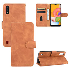 Coque Portefeuille Livre Cuir Etui Clapet L03Z pour Samsung Galaxy A01 SM-A015 Marron