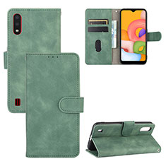 Coque Portefeuille Livre Cuir Etui Clapet L03Z pour Samsung Galaxy A01 SM-A015 Vert