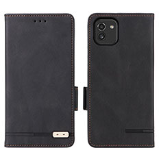 Coque Portefeuille Livre Cuir Etui Clapet L03Z pour Samsung Galaxy A03 Noir