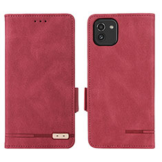 Coque Portefeuille Livre Cuir Etui Clapet L03Z pour Samsung Galaxy A03 Rouge