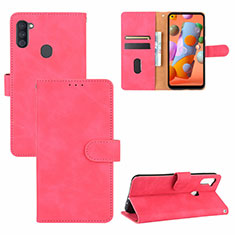 Coque Portefeuille Livre Cuir Etui Clapet L03Z pour Samsung Galaxy A11 Rose Rouge