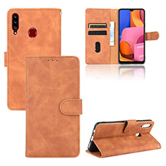 Coque Portefeuille Livre Cuir Etui Clapet L03Z pour Samsung Galaxy A20s Marron