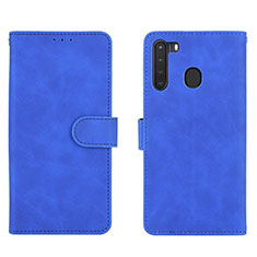 Coque Portefeuille Livre Cuir Etui Clapet L03Z pour Samsung Galaxy A21 Bleu