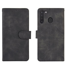 Coque Portefeuille Livre Cuir Etui Clapet L03Z pour Samsung Galaxy A21 Noir