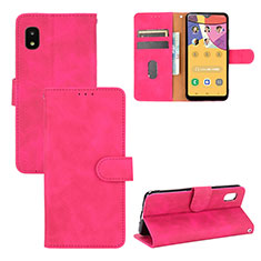 Coque Portefeuille Livre Cuir Etui Clapet L03Z pour Samsung Galaxy A21 SC-42A Rose Rouge