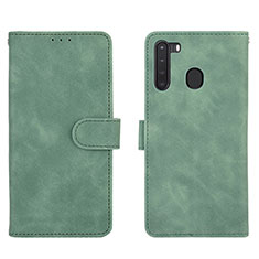 Coque Portefeuille Livre Cuir Etui Clapet L03Z pour Samsung Galaxy A21 Vert