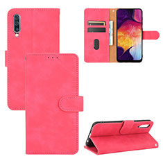 Coque Portefeuille Livre Cuir Etui Clapet L03Z pour Samsung Galaxy A50 Rose Rouge