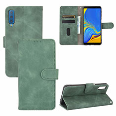 Coque Portefeuille Livre Cuir Etui Clapet L03Z pour Samsung Galaxy A7 (2018) A750 Vert