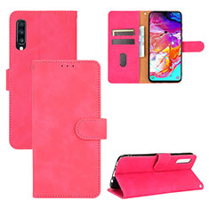 Coque Portefeuille Livre Cuir Etui Clapet L03Z pour Samsung Galaxy A70 Rose Rouge