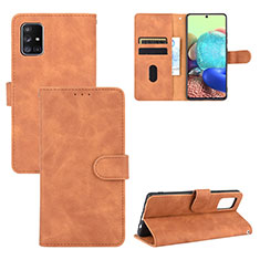 Coque Portefeuille Livre Cuir Etui Clapet L03Z pour Samsung Galaxy A71 5G Marron