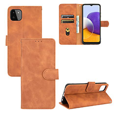 Coque Portefeuille Livre Cuir Etui Clapet L03Z pour Samsung Galaxy F42 5G Marron