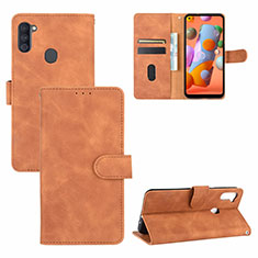 Coque Portefeuille Livre Cuir Etui Clapet L03Z pour Samsung Galaxy M11 Marron