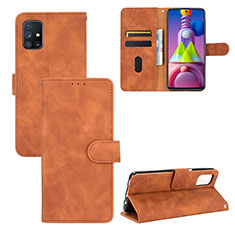 Coque Portefeuille Livre Cuir Etui Clapet L03Z pour Samsung Galaxy M51 Marron