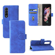 Coque Portefeuille Livre Cuir Etui Clapet L03Z pour Samsung Galaxy Z Fold4 5G Bleu