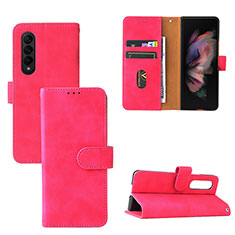 Coque Portefeuille Livre Cuir Etui Clapet L03Z pour Samsung Galaxy Z Fold4 5G Rose Rouge