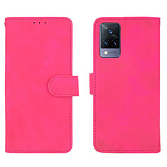 Coque Portefeuille Livre Cuir Etui Clapet L03Z pour Vivo V21 5G Rose Rouge