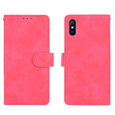 Coque Portefeuille Livre Cuir Etui Clapet L03Z pour Xiaomi Redmi 9i Rose Rouge