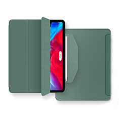 Coque Portefeuille Livre Cuir Etui Clapet L04 pour Apple iPad Air 5 10.9 (2022) Vert Nuit