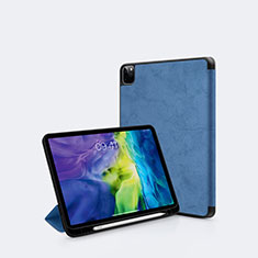 Coque Portefeuille Livre Cuir Etui Clapet L04 pour Apple iPad Pro 11 (2020) Bleu