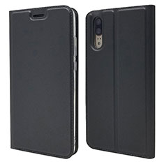 Coque Portefeuille Livre Cuir Etui Clapet L04 pour Huawei P20 Noir