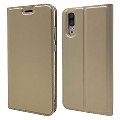 Coque Portefeuille Livre Cuir Etui Clapet L04 pour Huawei P20 Or