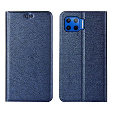 Coque Portefeuille Livre Cuir Etui Clapet L04 pour Motorola Moto One 5G Bleu