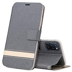 Coque Portefeuille Livre Cuir Etui Clapet L04 pour Oppo A52 Gris