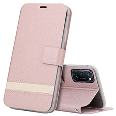 Coque Portefeuille Livre Cuir Etui Clapet L04 pour Oppo A52 Or Rose