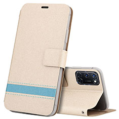 Coque Portefeuille Livre Cuir Etui Clapet L04 pour Oppo A72 Or