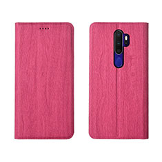 Coque Portefeuille Livre Cuir Etui Clapet L04 pour Oppo A9 (2020) Rose Rouge