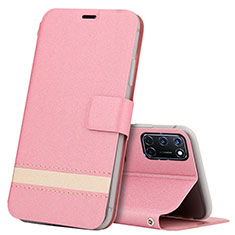 Coque Portefeuille Livre Cuir Etui Clapet L04 pour Oppo A92 Rose