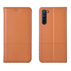 Coque Portefeuille Livre Cuir Etui Clapet L04 pour Oppo F15 Orange