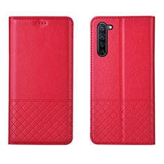 Coque Portefeuille Livre Cuir Etui Clapet L04 pour Oppo F15 Rouge